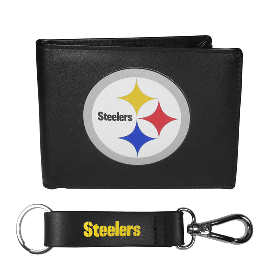 Pittsburgh Steelers Bi-fold Wallet & Strap Key Chain