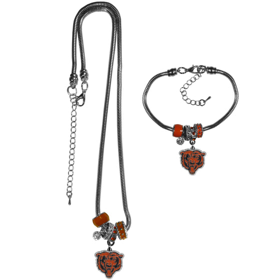 Chicago Bears Euro Bead Necklace and Bracelet Set