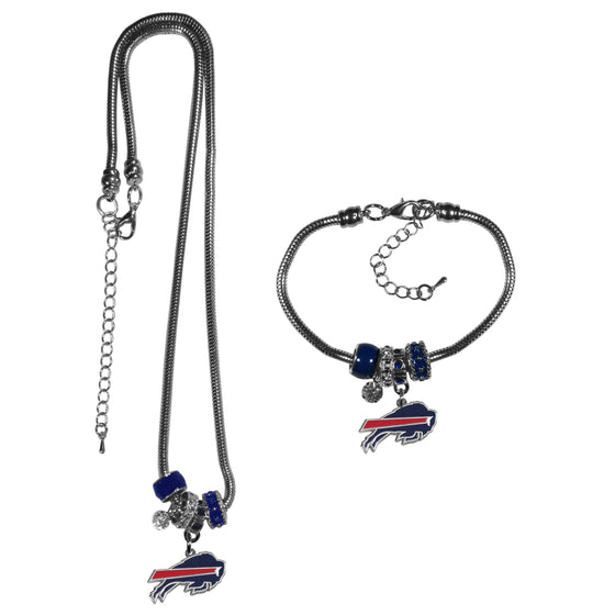 Buffalo Bills Euro Bead Necklace and Bracelet Set