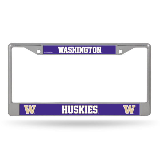 Washington Huskies License Plate Frame Chrome Printed Insert - Special Order