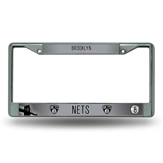 Brooklyn Nets License Plate Frame Chrome Printed Insert - Special Order