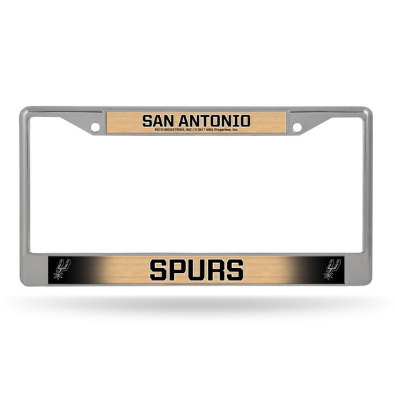 San Antonio Spurs License Plate Frame Chrome Printed Insert - Special Order