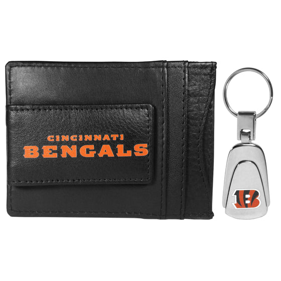 Cincinnati Bengals Leather Cash & Cardholder & Steel Key Chain