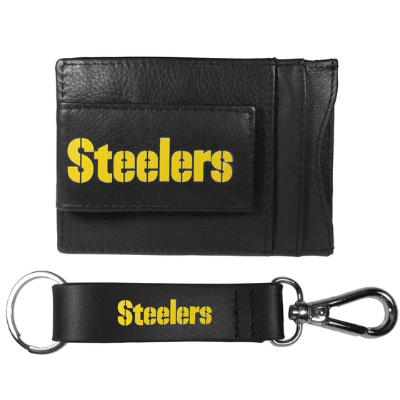 Pittsburgh Steelers Leather Cash & Cardholder & Strap Key Chain