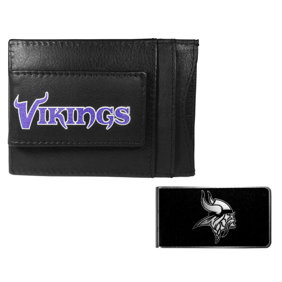 Minnesota Vikings Leather Cash & Cardholder & Black Money Clip