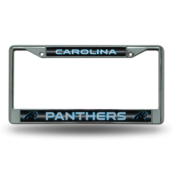 NFL Football Carolina Panthers Classic 12" x 6" Silver Bling Chrome Car/Truck/SUV Auto Accessory