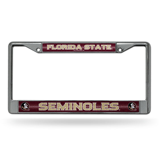 NCAA  Florida State Seminoles Classic 12" x 6" Silver Bling Chrome Car/Truck/SUV Auto Accessory