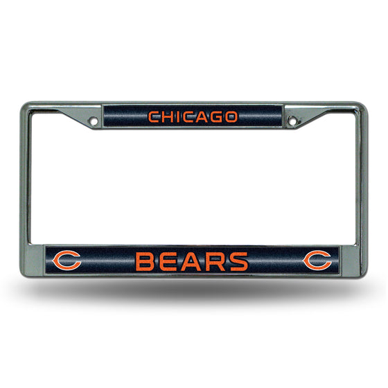 NFL Football Chicago Bears Classic 12" x 6" Silver Bling Chrome Car/Truck/SUV Auto Accessory