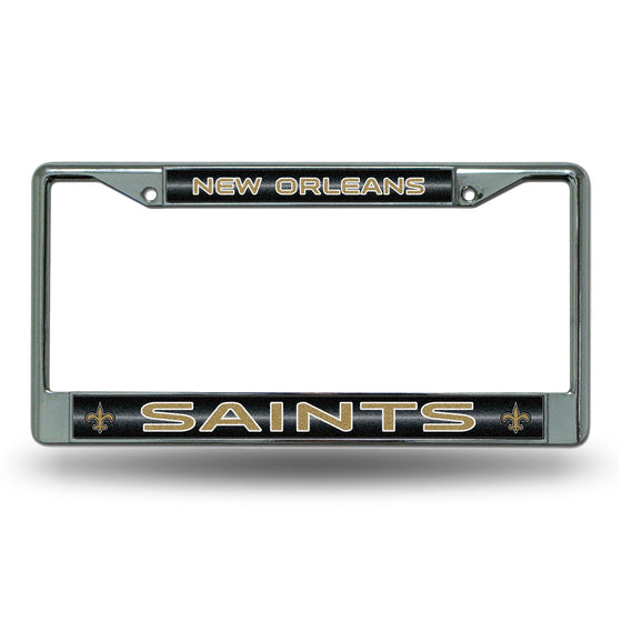 NFL Football New Orleans Saints Classic 12" x 6" Silver Bling Chrome Car/Truck/SUV Auto Accessory