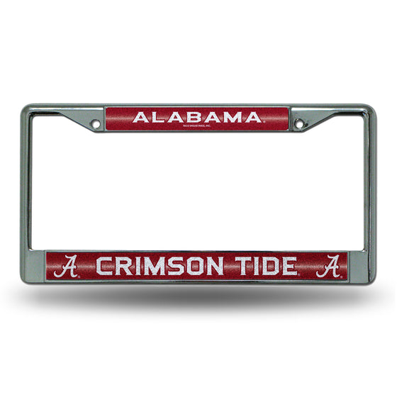 NCAA  Alabama Crimson Tide Classic 12" x 6" Silver Bling Chrome Car/Truck/SUV Auto Accessory