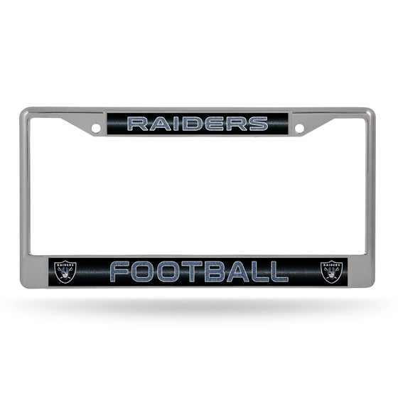 NFL Football Las Vegas Raiders Classic 12" x 6" Silver Bling Chrome Car/Truck/SUV Auto Accessory