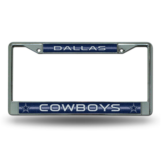 NFL Football Dallas Cowboys Classic 12" x 6" Silver Bling Chrome Car/Truck/SUV Auto Accessory