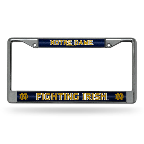 NCAA  Notre Dame Fighting Irish Classic 12" x 6" Silver Bling Chrome Car/Truck/SUV Auto Accessory