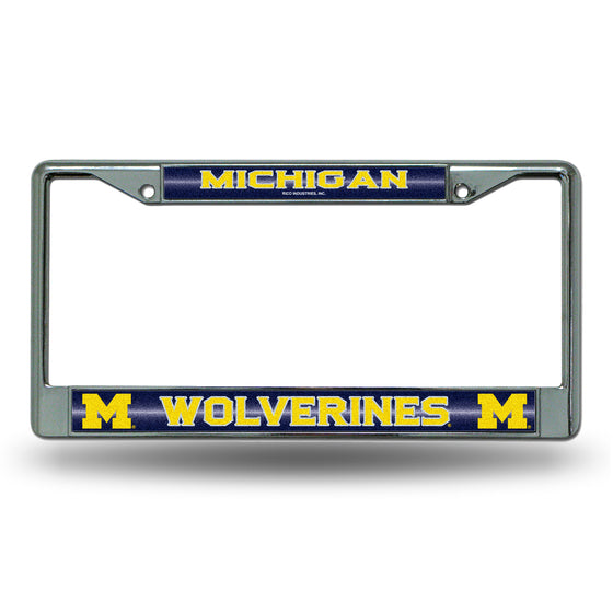 NCAA  Michigan Wolverines Classic 12" x 6" Silver Bling Chrome Car/Truck/SUV Auto Accessory