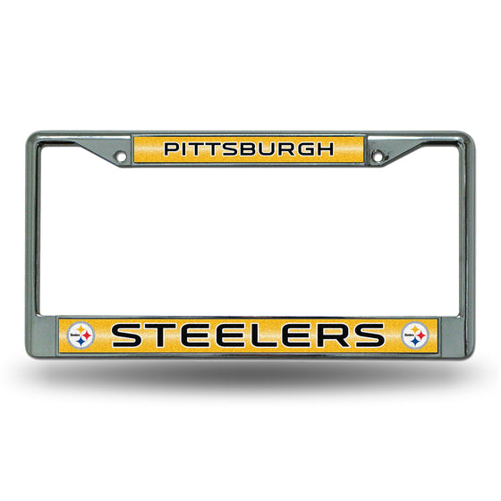 NFL Football Pittsburgh Steelers Classic 12" x 6" Silver Bling Chrome Car/Truck/SUV Auto Accessory