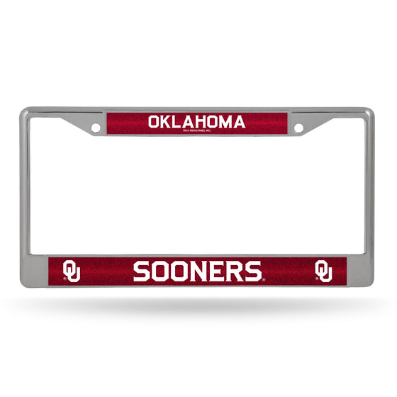 NCAA  Oklahoma Sooners Classic 12" x 6" Silver Bling Chrome Car/Truck/SUV Auto Accessory