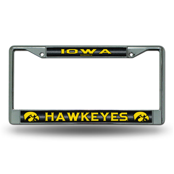 NCAA  Iowa Hawkeyes Classic 12" x 6" Silver Bling Chrome Car/Truck/SUV Auto Accessory