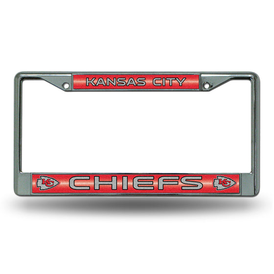 NFL Football Kansas City Chiefs Classic 12" x 6" Silver Bling Chrome Car/Truck/SUV Auto Accessory