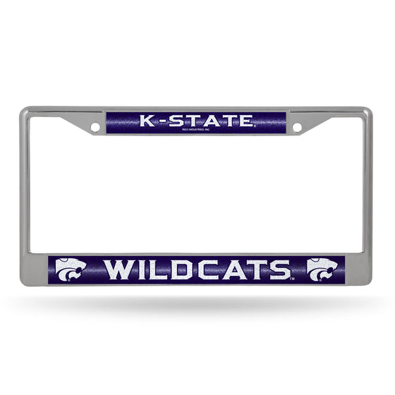 NCAA  Kansas State Wildcats Classic 12" x 6" Silver Bling Chrome Car/Truck/SUV Auto Accessory