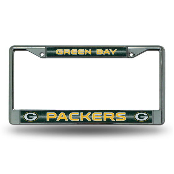 NFL Football Green Bay Packers Classic 12" x 6" Silver Bling Chrome Car/Truck/SUV Auto Accessory