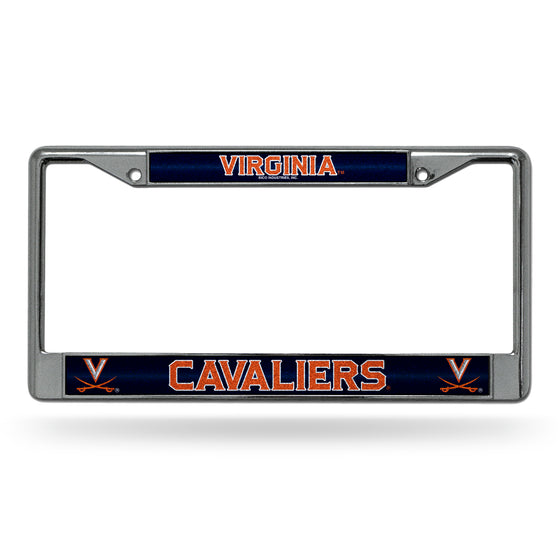 NCAA  Virginia Cavaliers Classic 12" x 6" Silver Bling Chrome Car/Truck/SUV Auto Accessory