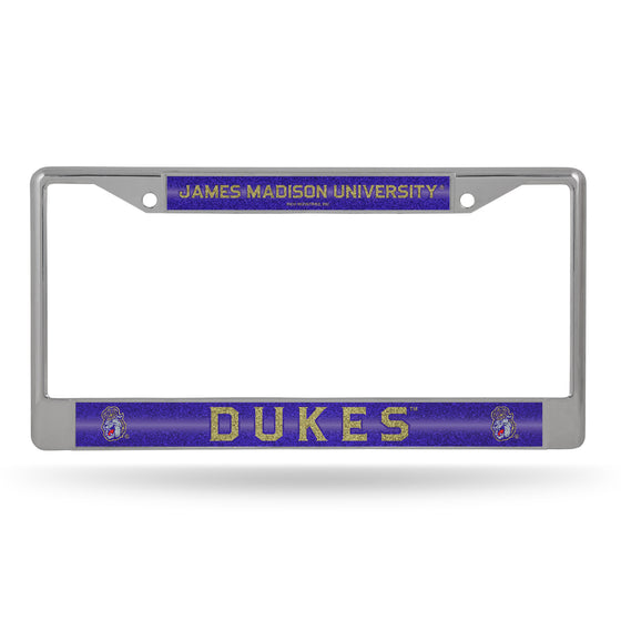 NCAA  James Madison Dukes Classic 12" x 6" Silver Bling Chrome Car/Truck/SUV Auto Accessory