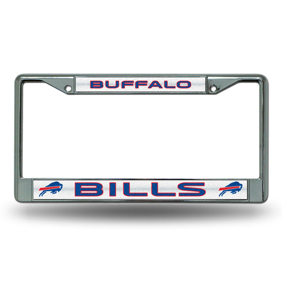 NFL Football Buffalo Bills Classic 12" x 6" Silver Bling Chrome Car/Truck/SUV Auto Accessory