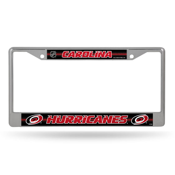 NHL Hockey Carolina Hurricanes Classic 12" x 6" Silver Bling Chrome Car/Truck/SUV Auto Accessory