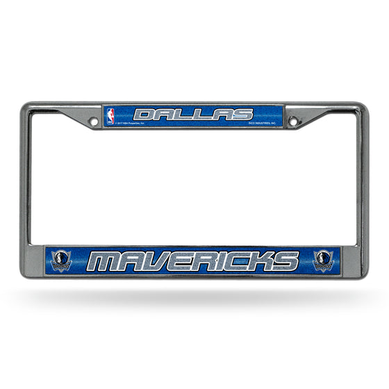 NBA Basketball Dallas Mavericks Classic 12" x 6" Silver Bling Chrome Car/Truck/SUV Auto Accessory