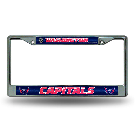 NHL Hockey Washington Capitals Classic 12" x 6" Silver Bling Chrome Car/Truck/SUV Auto Accessory