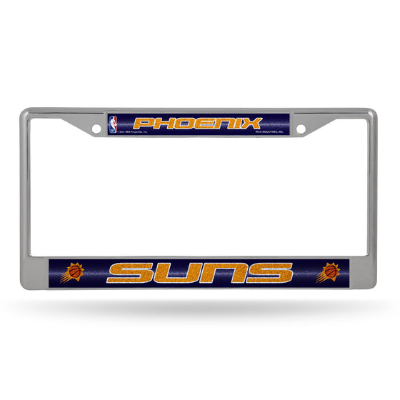 NBA Basketball Phoenix Suns Classic 12" x 6" Silver Bling Chrome Car/Truck/SUV Auto Accessory