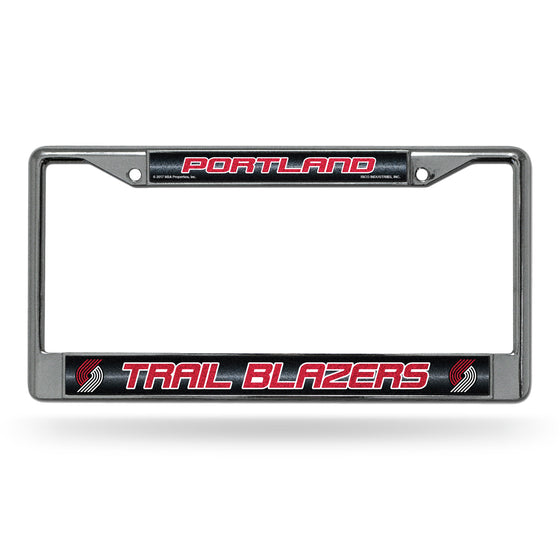 NBA Basketball Portland Trail Blazers Classic 12" x 6" Silver Bling Chrome Car/Truck/SUV Auto Accessory