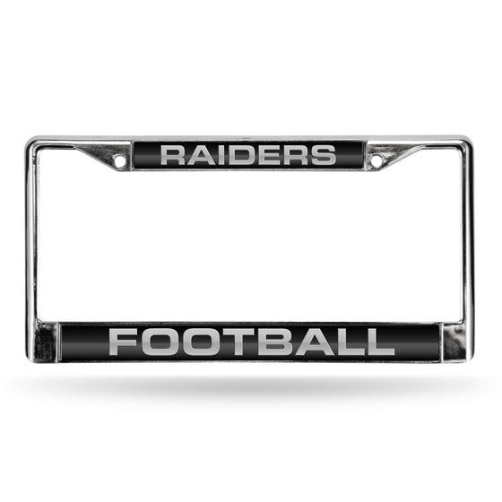 NFL Football Las Vegas Raiders Black 12" x 6" Laser Cut Chrome Frame - Car/Truck/SUV Automobile Accessory