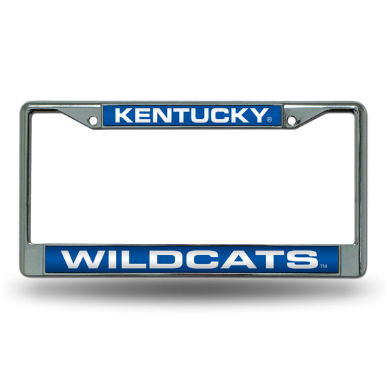 NCAA  Kentucky Wildcats Blue 12" x 6" Laser Cut Chrome Frame - Car/Truck/SUV Automobile Accessory