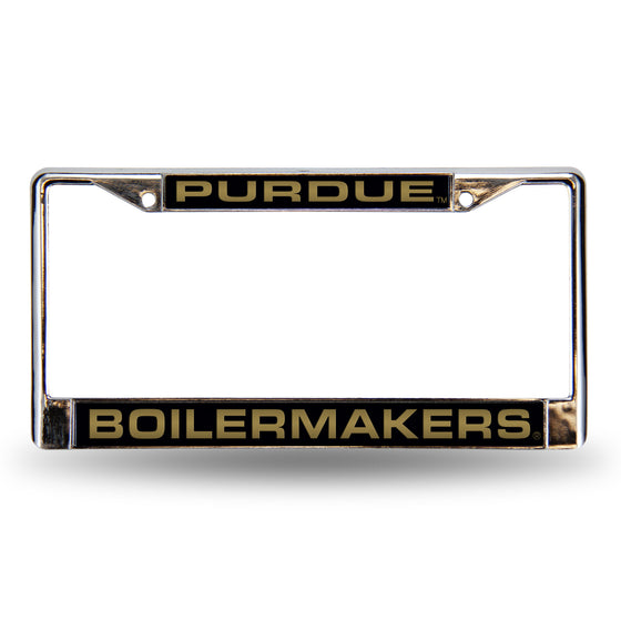 NCAA  Purdue Boilermakers Black 12" x 6" Laser Cut Chrome Frame - Car/Truck/SUV Automobile Accessory