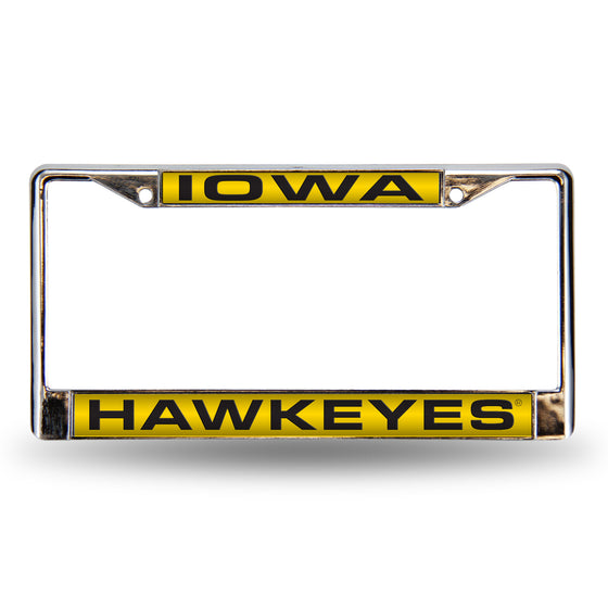 NCAA  Iowa Hawkeyes Standard 12" x 6" Laser Cut Chrome Frame - Car/Truck/SUV Automobile Accessory