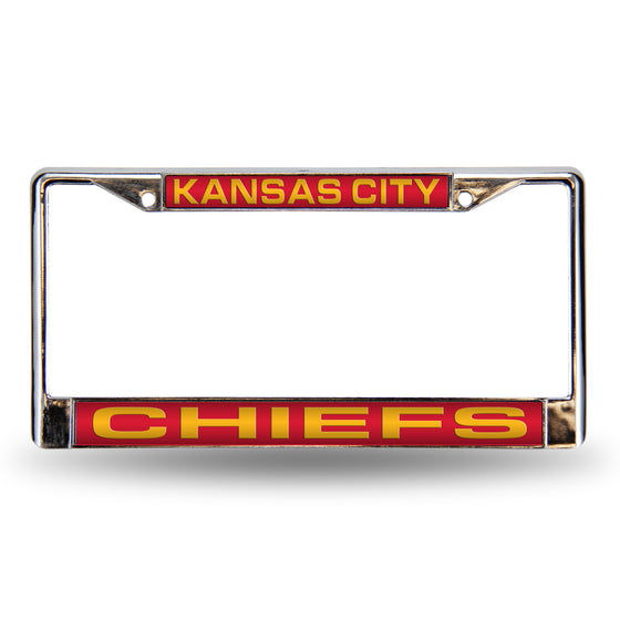 NFL Football Kansas City Chiefs Red 12" x 6" Laser Cut Chrome Frame - Car/Truck/SUV Automobile Accessory