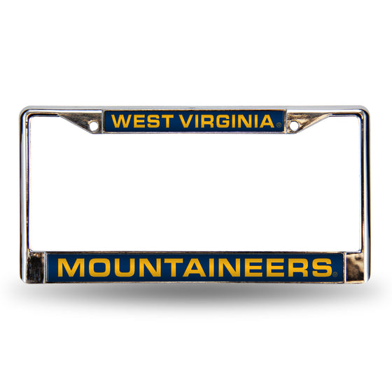 NCAA  West Virginia Mountaineers Blue 12" x 6" Laser Cut Chrome Frame - Car/Truck/SUV Automobile Accessory