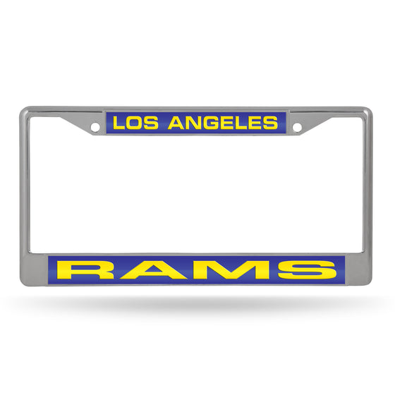 NFL Football Los Angeles Rams Standard 12" x 6" Laser Cut Chrome Frame - Car/Truck/SUV Automobile Accessory