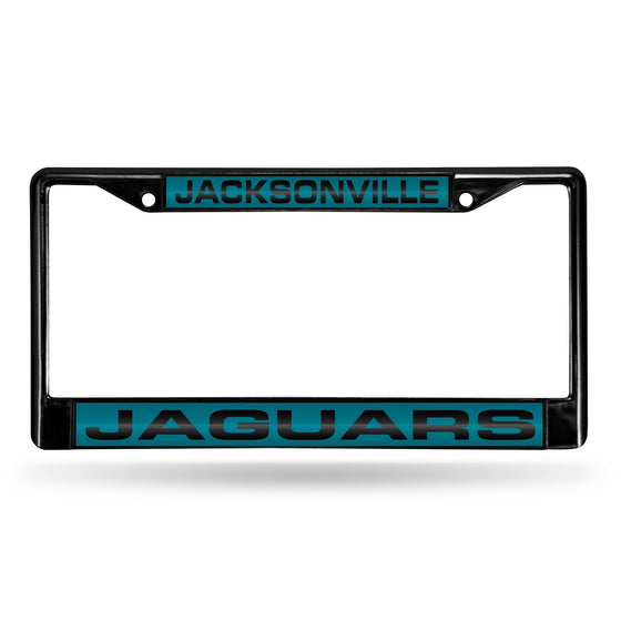 NFL Football Jacksonville Jaguars Black 12" x 6" Black Laser Cut Chrome Frame - Car/Truck/SUV Automobile Accessory