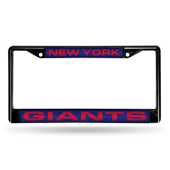 NFL Football New York Giants Black 12" x 6" Black Laser Cut Chrome Frame - Car/Truck/SUV Automobile Accessory