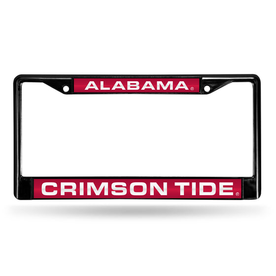 NCAA  Alabama Crimson Tide Black 12" x 6" Black Laser Cut Chrome Frame - Car/Truck/SUV Automobile Accessory