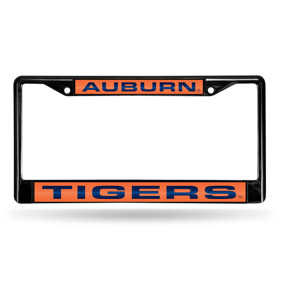 NCAA  Auburn Tigers Black 12" x 6" Black Laser Cut Chrome Frame - Car/Truck/SUV Automobile Accessory