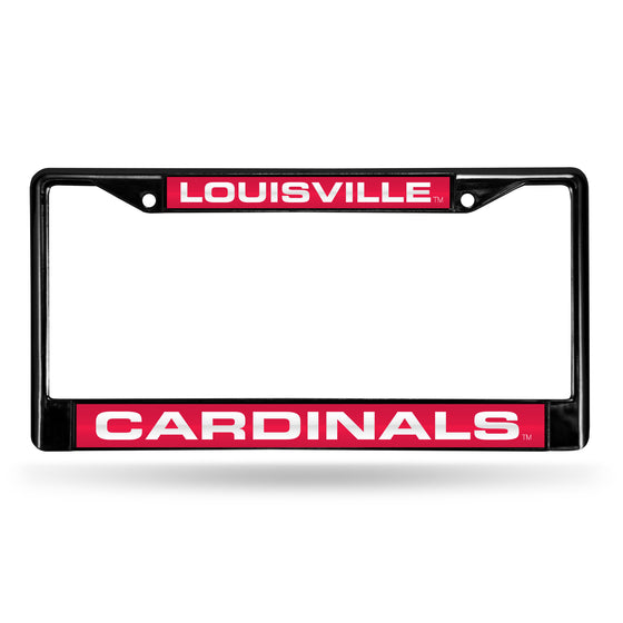 NCAA  Louisville Cardinals Black 12" x 6" Black Laser Cut Chrome Frame - Car/Truck/SUV Automobile Accessory