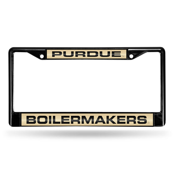 NCAA  Purdue Boilermakers Black 12" x 6" Black Laser Cut Chrome Frame - Car/Truck/SUV Automobile Accessory