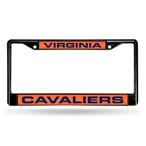 NCAA  Virginia Cavaliers Black 12" x 6" Black Laser Cut Chrome Frame - Car/Truck/SUV Automobile Accessory