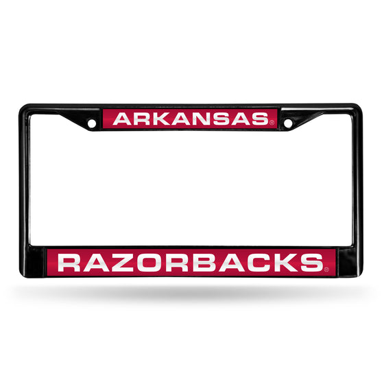 NCAA  Arkansas Razorbacks Black 12" x 6" Black Laser Cut Chrome Frame - Car/Truck/SUV Automobile Accessory