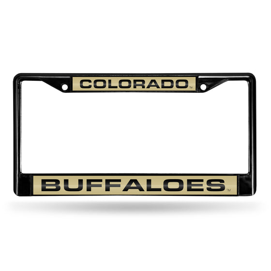 NCAA  Colorado Buffaloes Black 12" x 6" Black Laser Cut Chrome Frame - Car/Truck/SUV Automobile Accessory