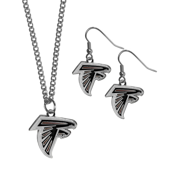 Atlanta Falcons Dangle Earrings and Chain Necklace Set