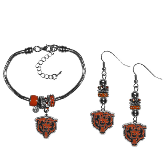 Chicago Bears Euro Bead Earrings and Bracelet Set